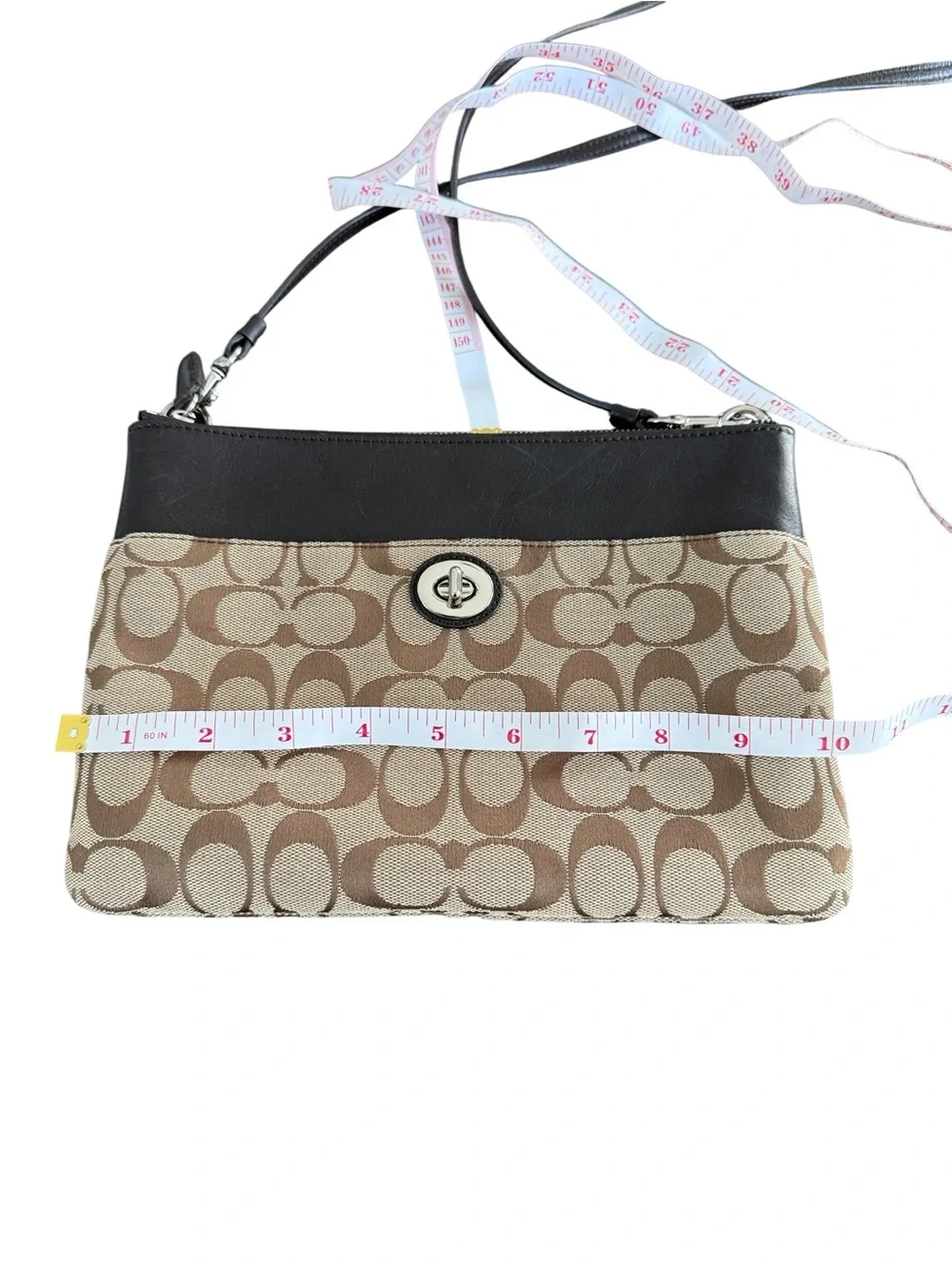 Coach Signature Turnlock Crossbody Bag Brown Tan